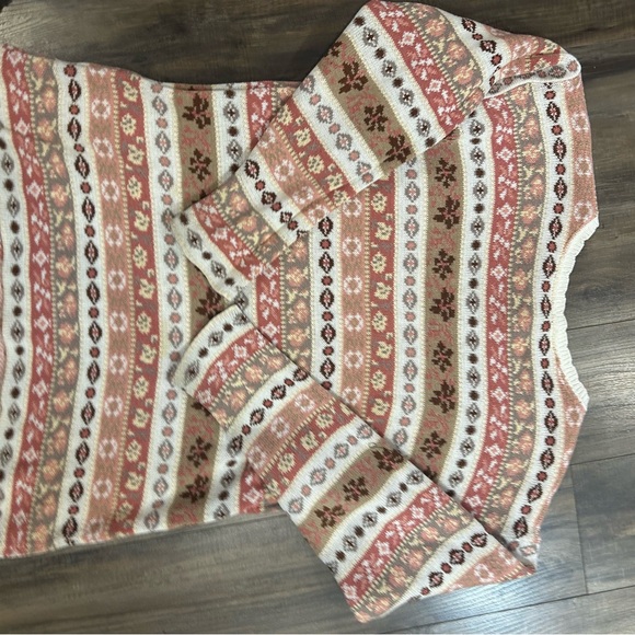 Striped Fair Isle Knit Sweater in Pink, Cream & Brown - Picture 3 of 6